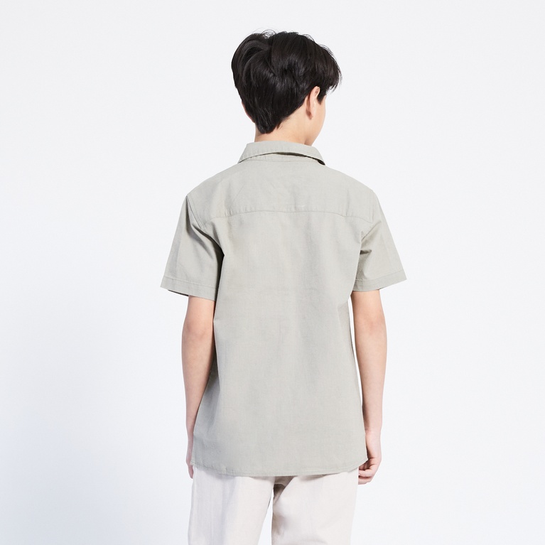 Short sleeve linen blend shirt "Tim star" Green